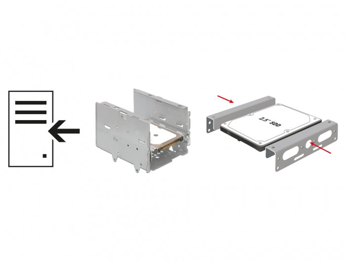 DeLOCK 18282 – HDD-Montageset – für 2,5" HDD in 3,5", inkl. 8 Schrauben, Silber