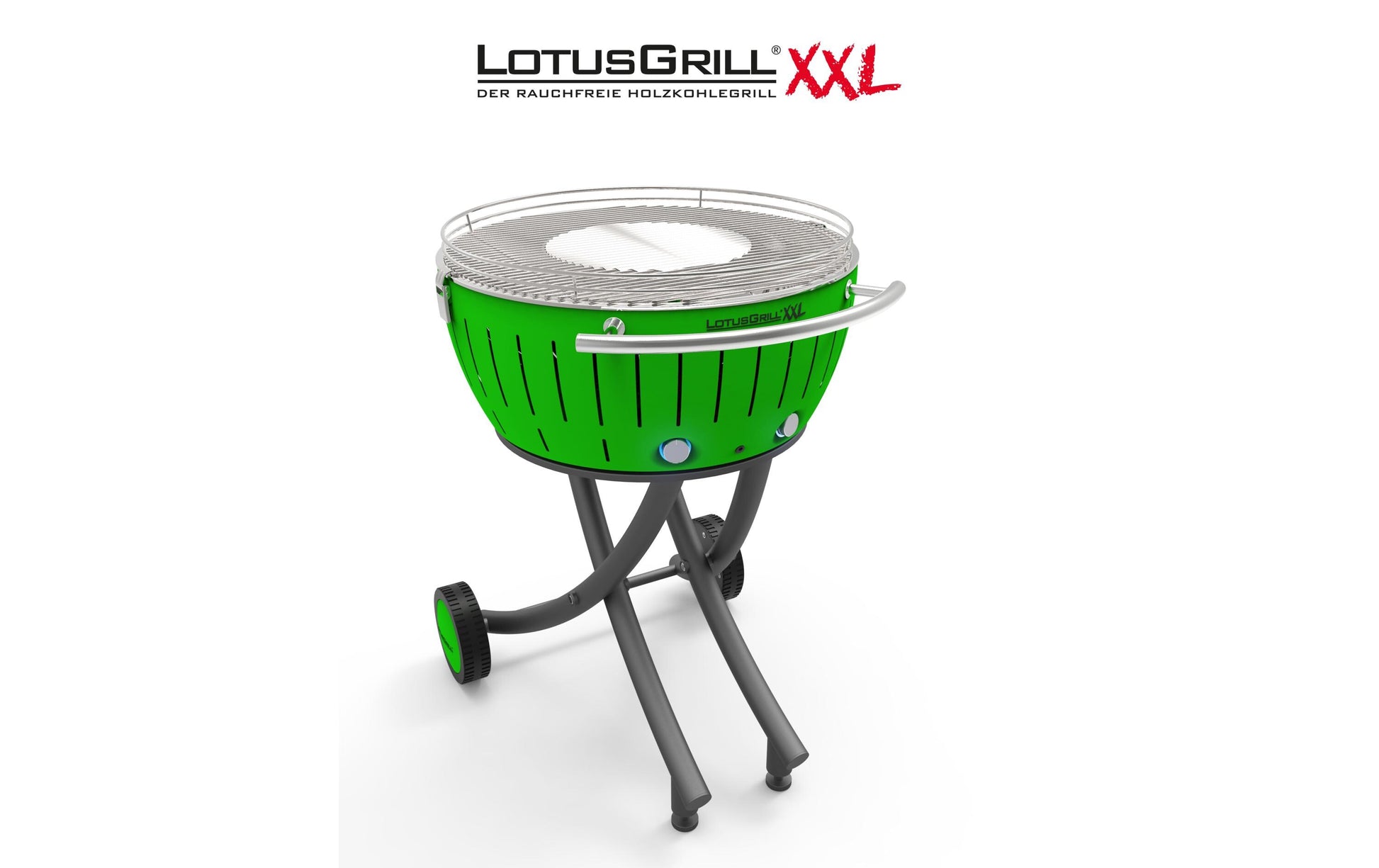 LotusGrill Gartengrill XXL – Grillfläche Ø 57,6 cm, Holzkohle – Limettengrün