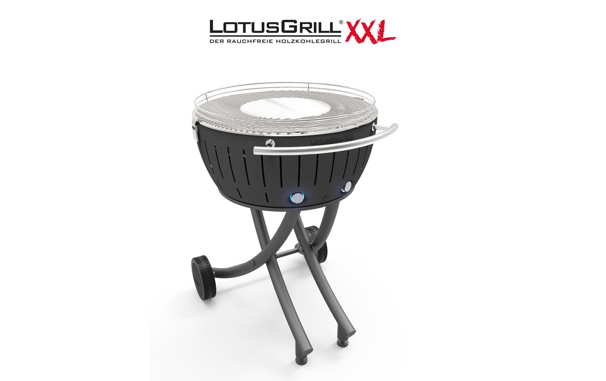 LotusGrill Gartengrill XXL – Ø 57,6 cm Grillfläche, Holzkohle – Anthrazitgrau