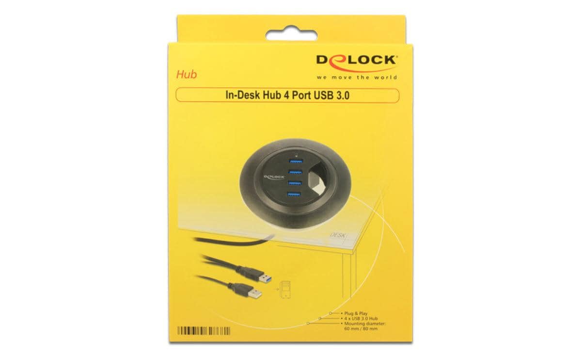 DeLOCK 62868 USB-Hub – 4× USB-A, für Windows/Mac/Linux