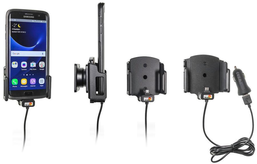 Brodit Active Halter – Auto-Ladegerät – für Zigarettenanzünder, Micro-USB, Neigungswinkel 0–22° – Schwarz