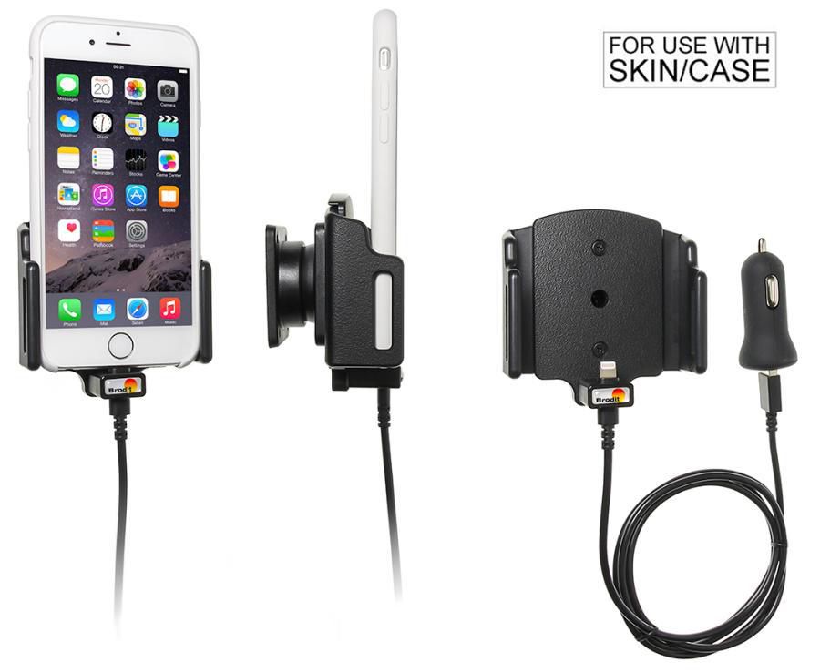 Brodit 521666 Kfz-Ladehalterung – Auto, Zigarettenanzünder, USB – für iPhone 6 – Schwarz