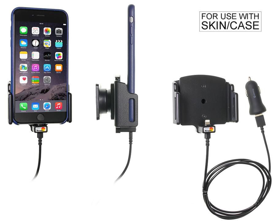 Brodit Auto-Halterung, aktive Halterung mit Zigarettenanzünder und USB – für iPhone 6 Plus – Schwarz