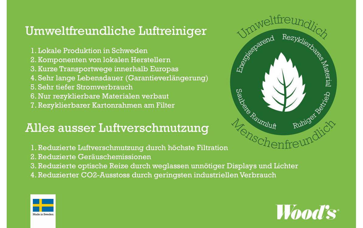 Wood's Luftreiniger AL310 – CADR 300 m³/h, bis 60 m², HEPA, 25 dB