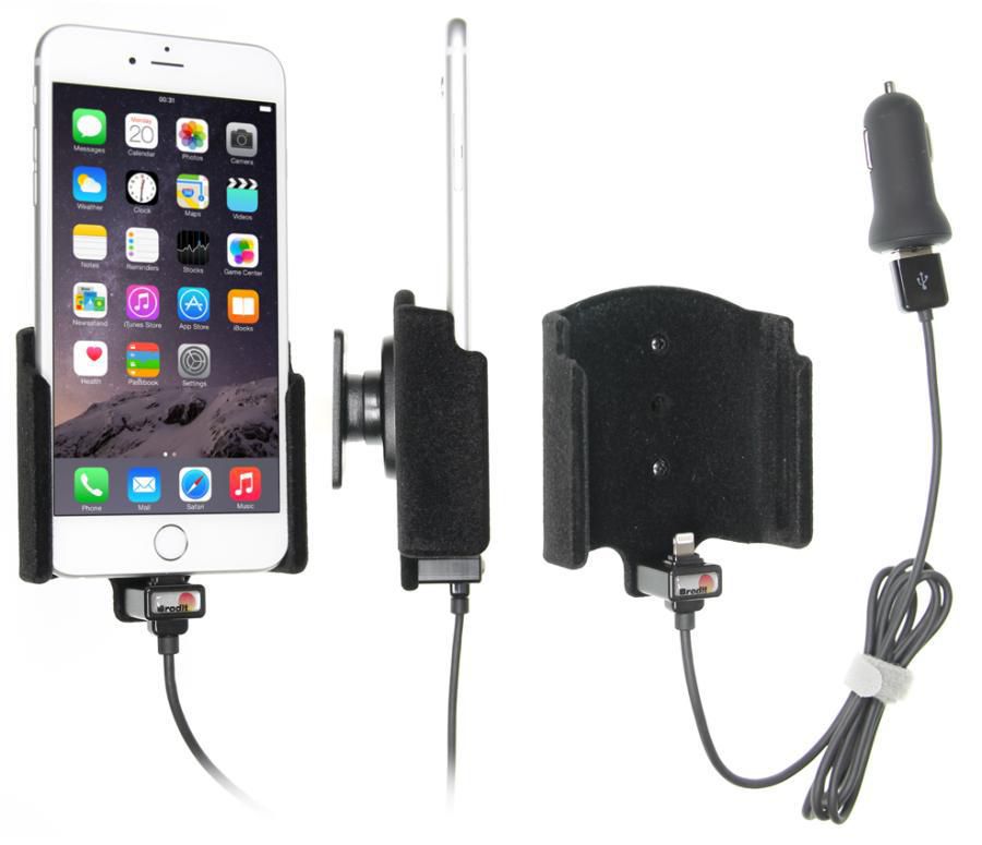 Brodit Auto-Halterung mit Zigarettenanzünder-Stecker, neigbar – für iPhone 6S/7 Plus – Schwarz, ABS