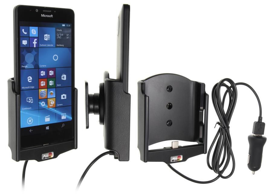 Brodit 521829 Lade-/Daten-Cradle – Auto, USB – für Microsoft Lumia 950 – Schwarz