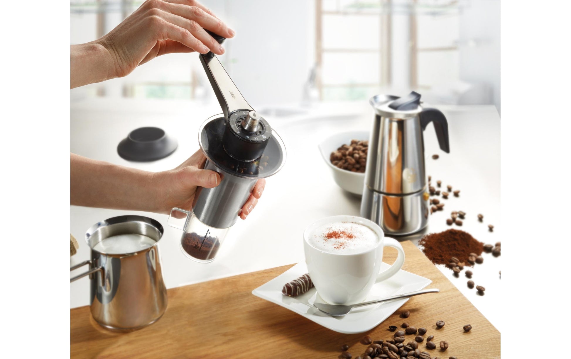 GEFU Kaffeemühle LORENZO – 40 g, Keramikmahlwerk – schwarz/edelstahl