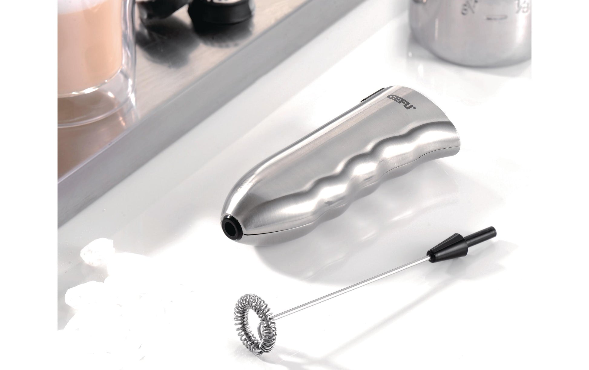 GEFU Milchschäumer-Stab MARCELLO – 2×AA, 16'000 U/min – silber