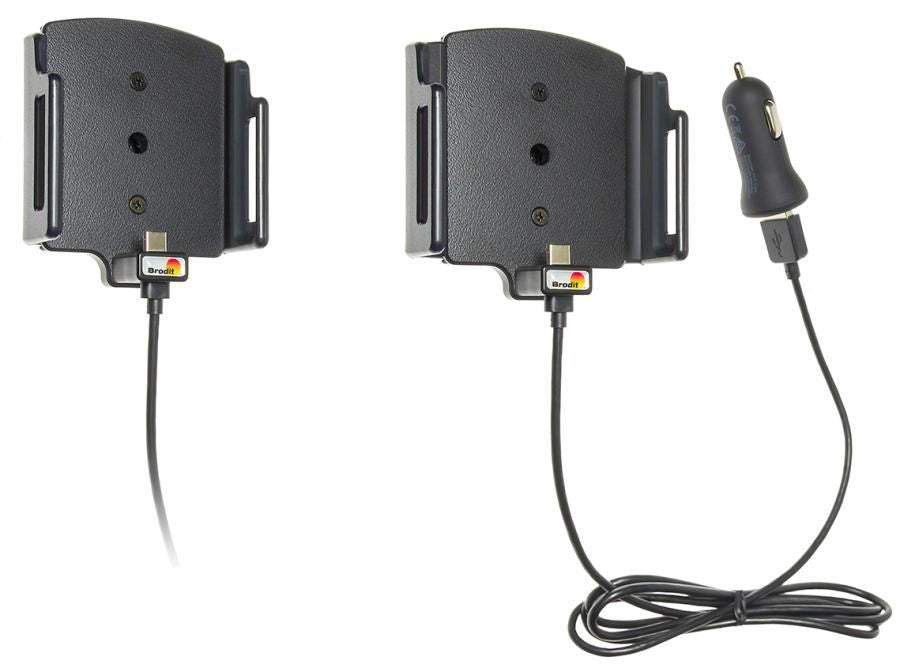 Brodit Auto-Ladegerät – Quick Charge 2.0, Schraubbefestigung, 75–89 mm, Schwarz
