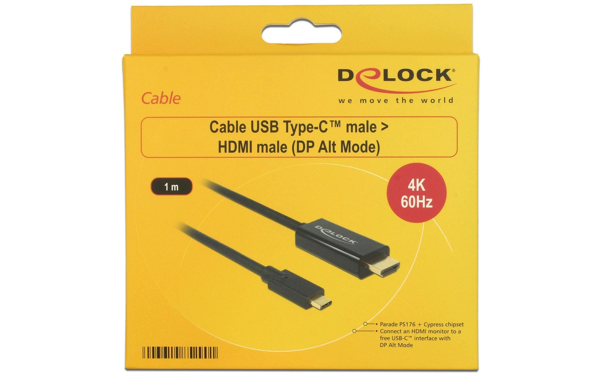 DeLOCK USB-C auf HDMI Kabel 4K 60 Hz – 1 m – für Geräte mit USB-C (DisplayPort Alt Mode oder Thunderbolt 3)
