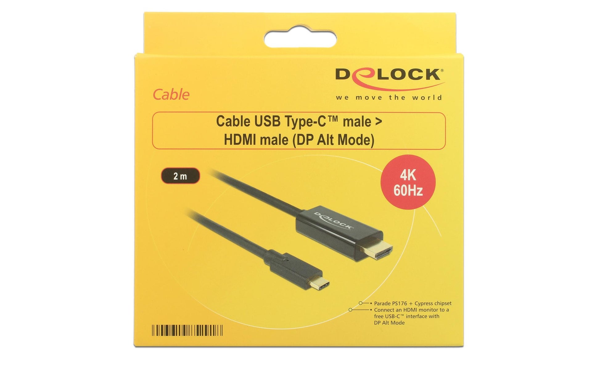 DeLOCK USB-C auf HDMI Kabel 4K 60 Hz – 2 m – für Geräte mit USB-C (DP Alt Mode/Thunderbolt 3)