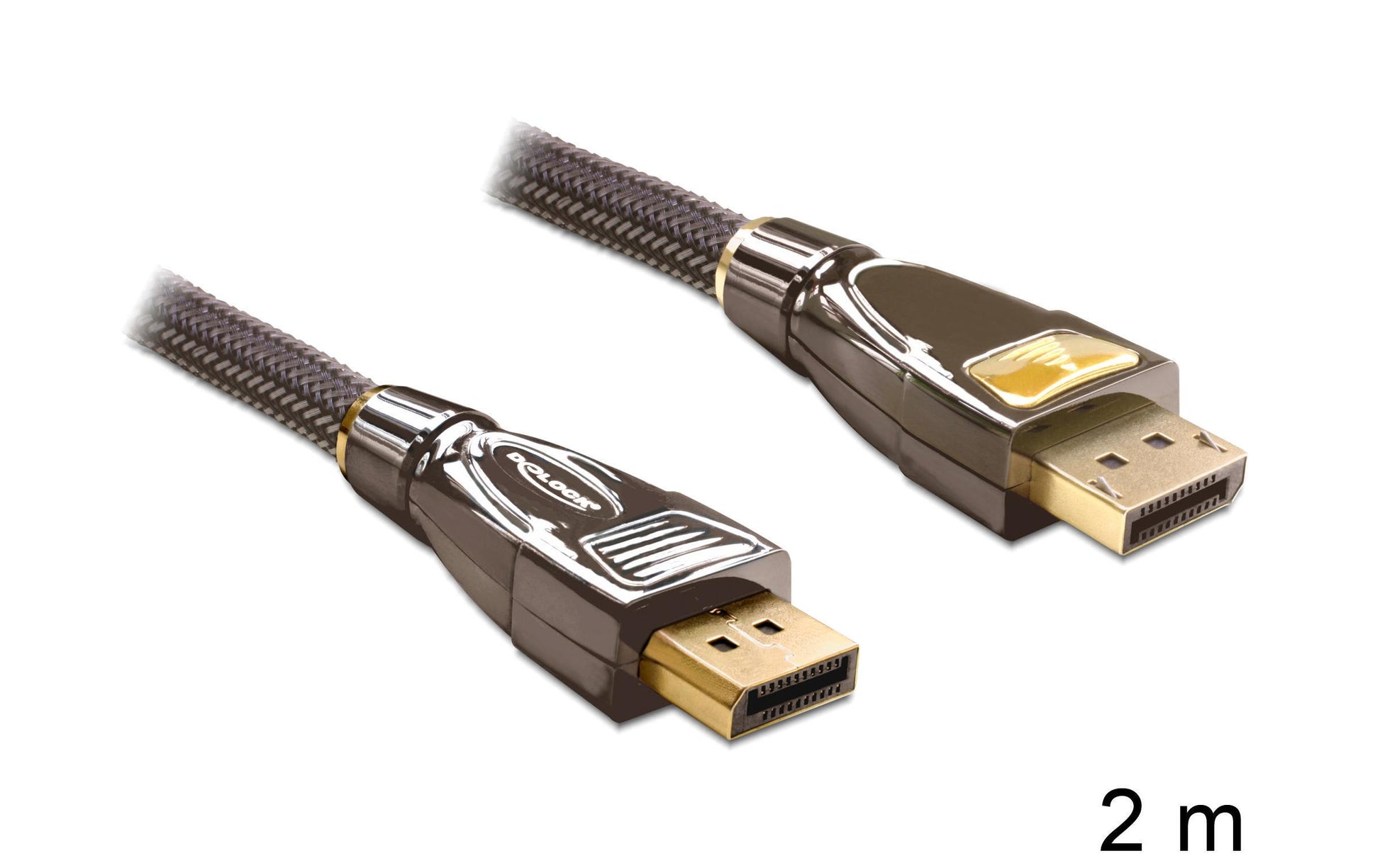 DeLOCK DisplayPort Kabel DP 1.2 4K 60 Hz – 2 m – Schwarz/Braun