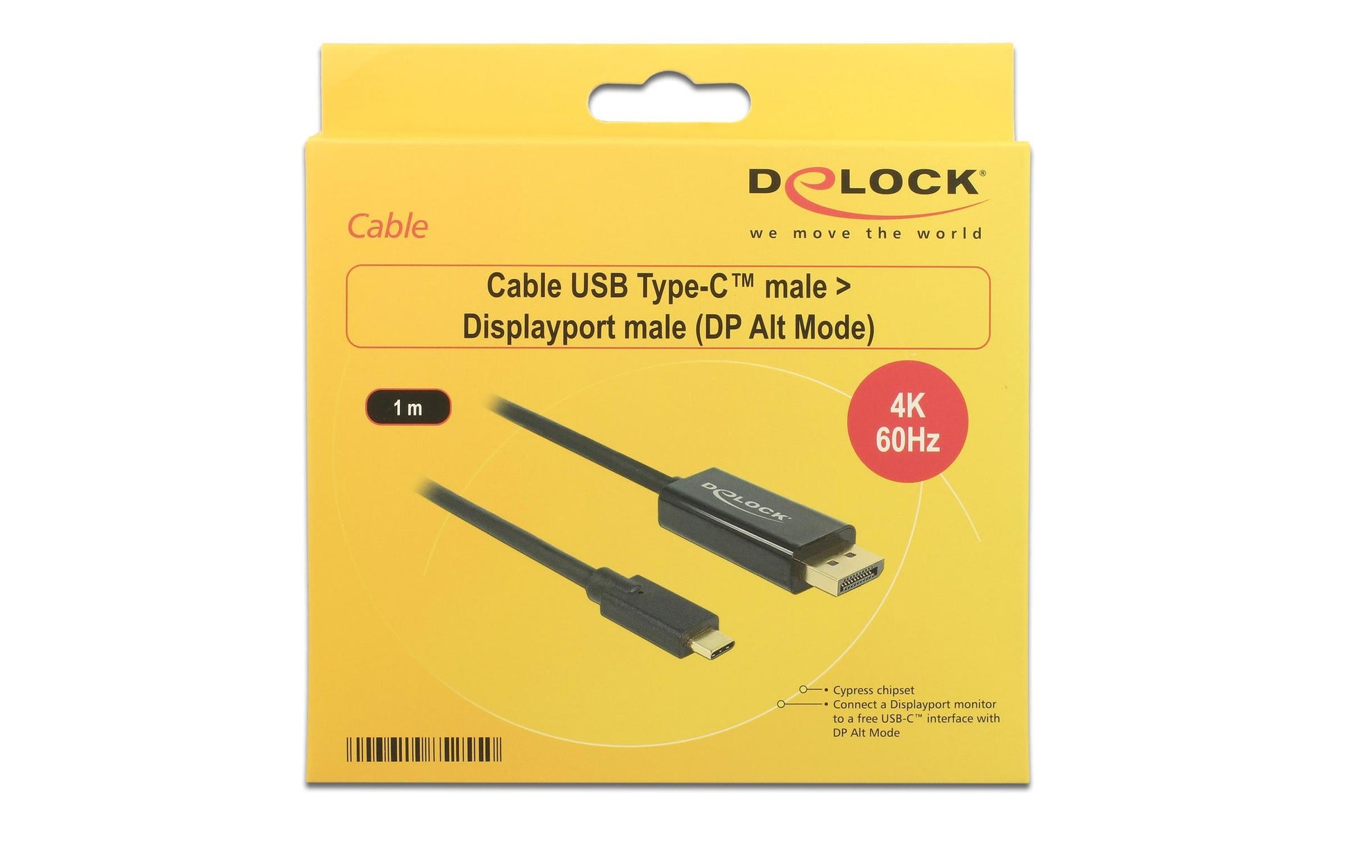 DeLOCK USB-C auf DisplayPort Kabel DP 1.2 4K 60 Hz – 1 m – für Geräte mit USB-C (DisplayPort Alt Mode)