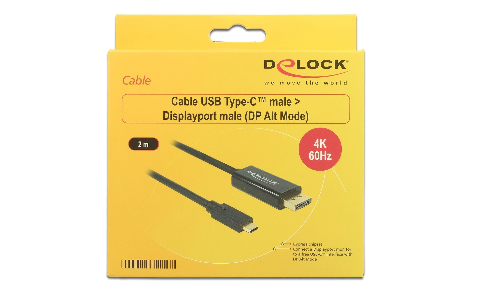 DeLOCK USB-C auf DisplayPort Kabel DP 1.2 4K 60 Hz – 2 m – für Geräte mit USB-C (DisplayPort Alt Mode)