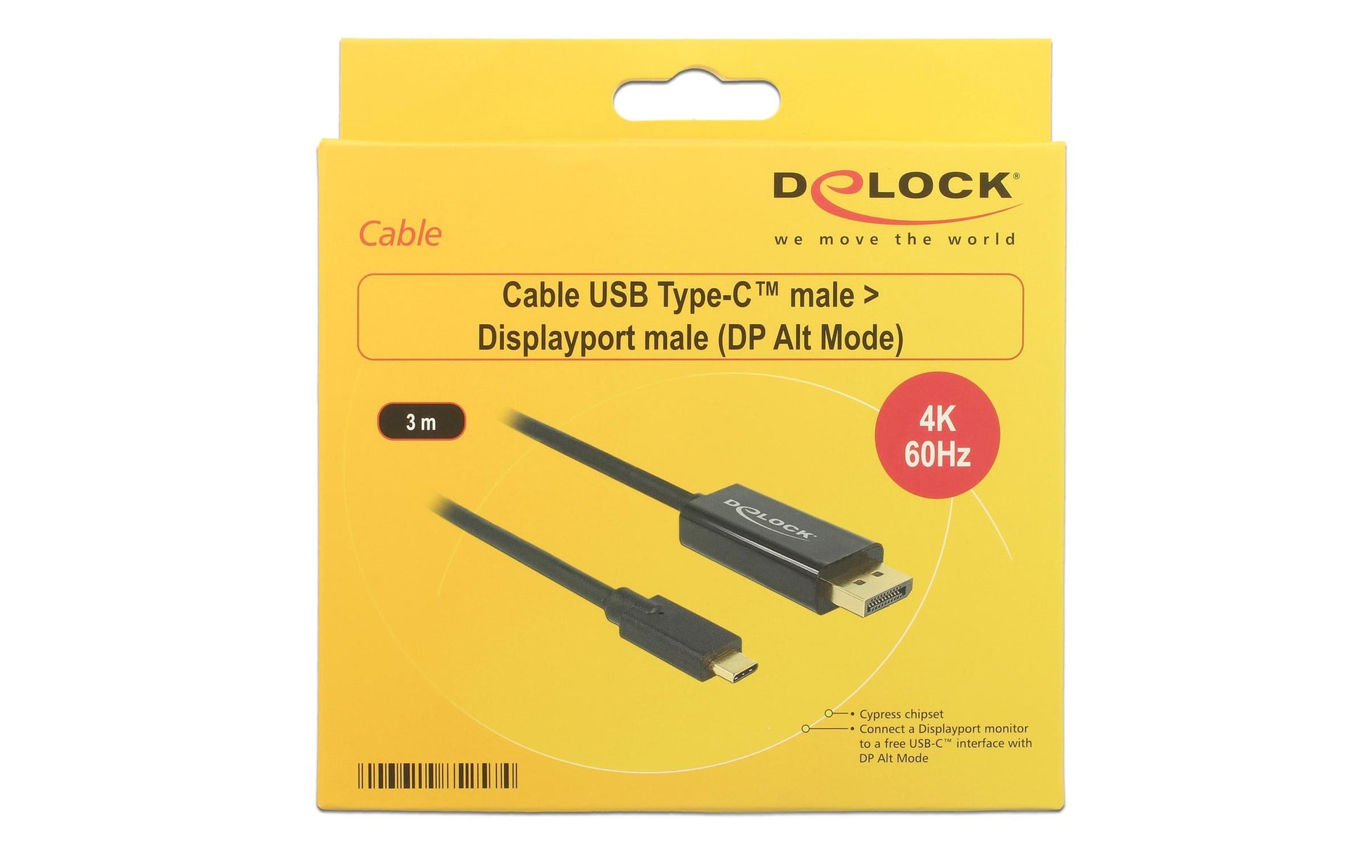 DeLOCK USB-C auf DisplayPort Kabel DP 1.2 4K 60 Hz – 3 m – für Windows, Mac