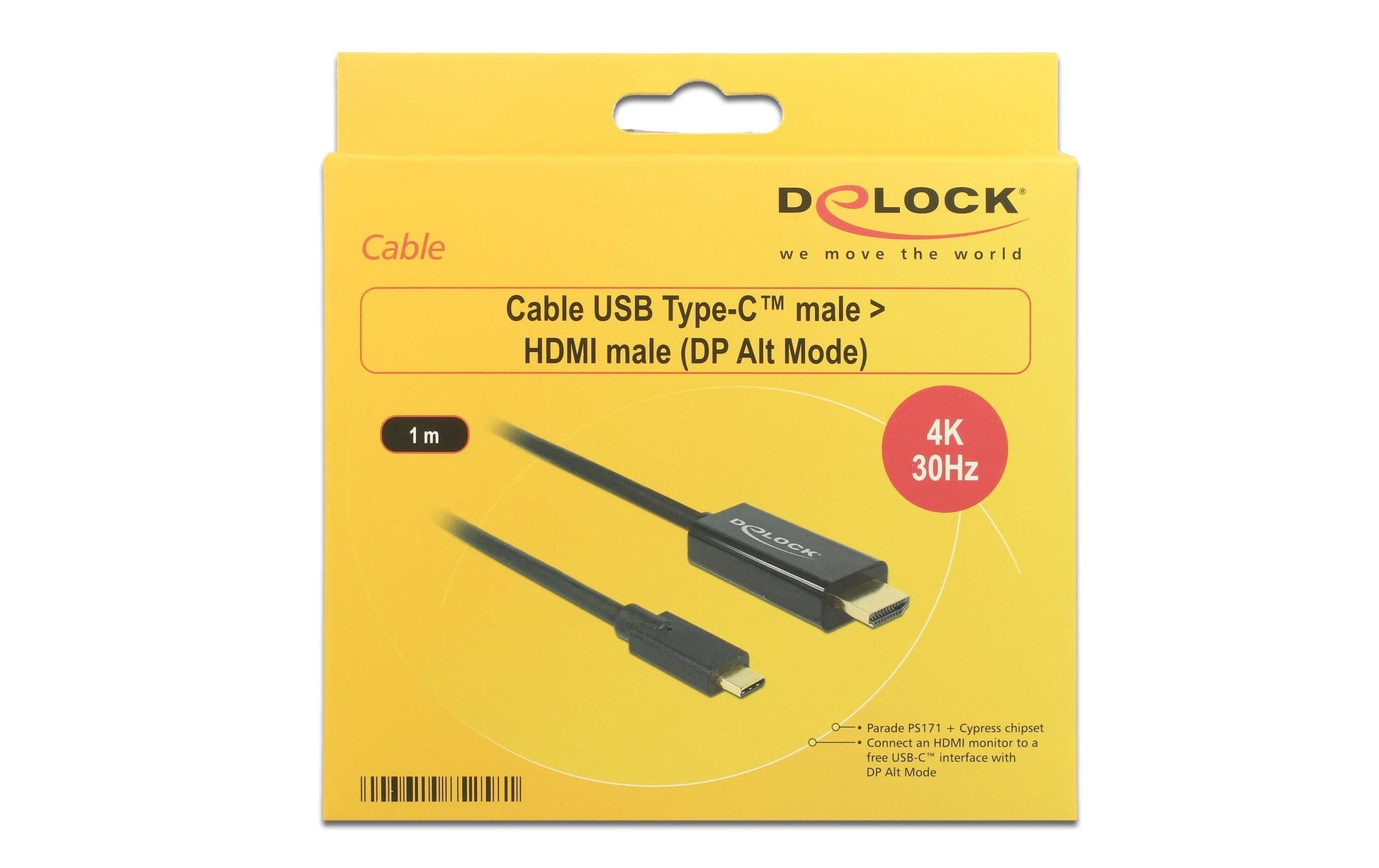 DeLOCK USB-C auf HDMI Kabel 4K 30 Hz – 1 m – für Geräte mit USB-C (DP Alt Mode)