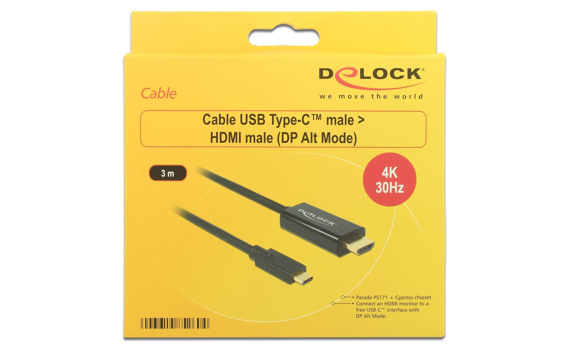 DeLOCK USB-C auf HDMI Kabel 4K 30 Hz – 3 m – für Geräte mit USB-C (DisplayPort Alt Mode)
