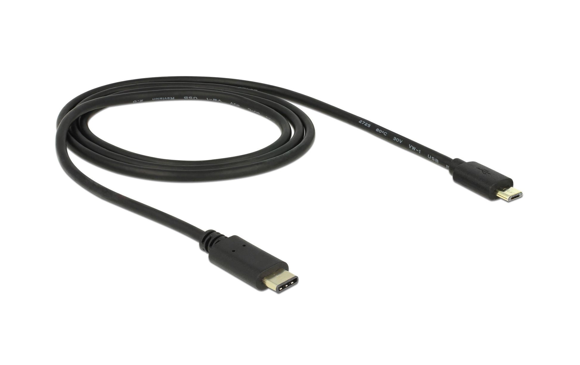 DeLOCK USB-C auf Micro-USB-B Kabel – USB 2.0 (480 Mbit/s) – 2 m – Schwarz – für Micro-USB-B Geräte