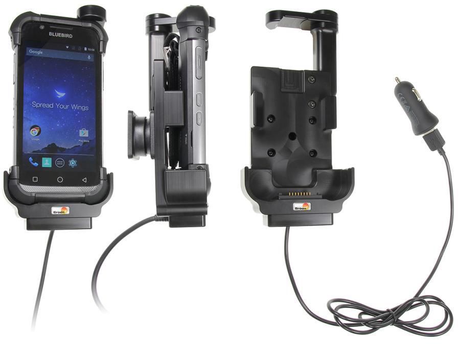 Brodit Aktive Kfz-Ladehalterung – Klemmhalterung, USB, Zigarettenanzünder – für Bluebird EF500R – Schwarz