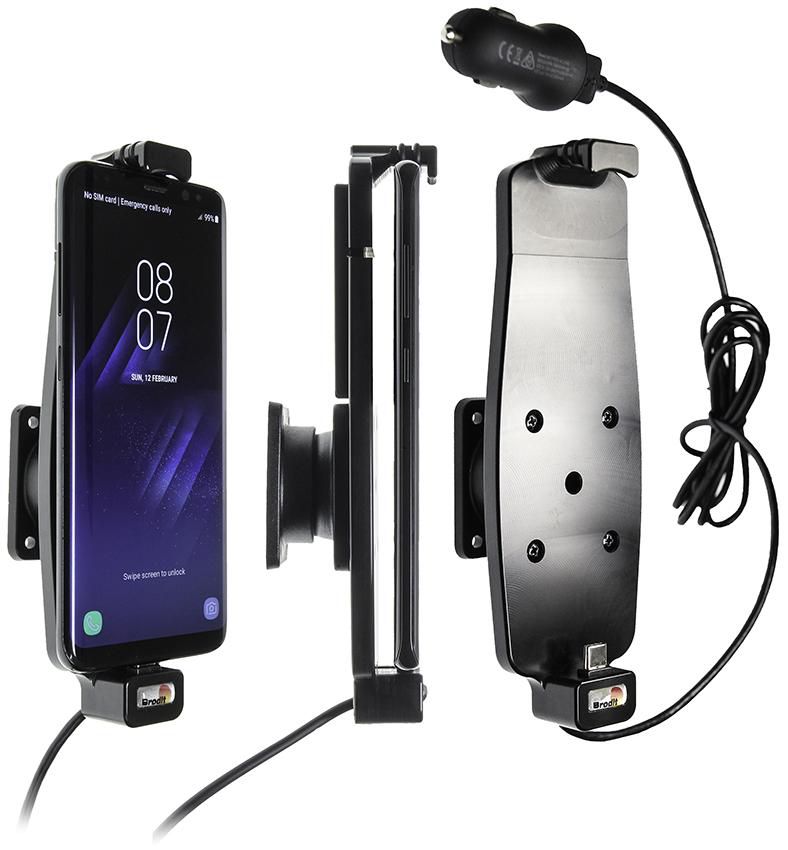 Brodit Auto-Halterung, aktiv mit USB-Kabel für Zigarettenanzünder – für Samsung Galaxy S8 – Schwarz