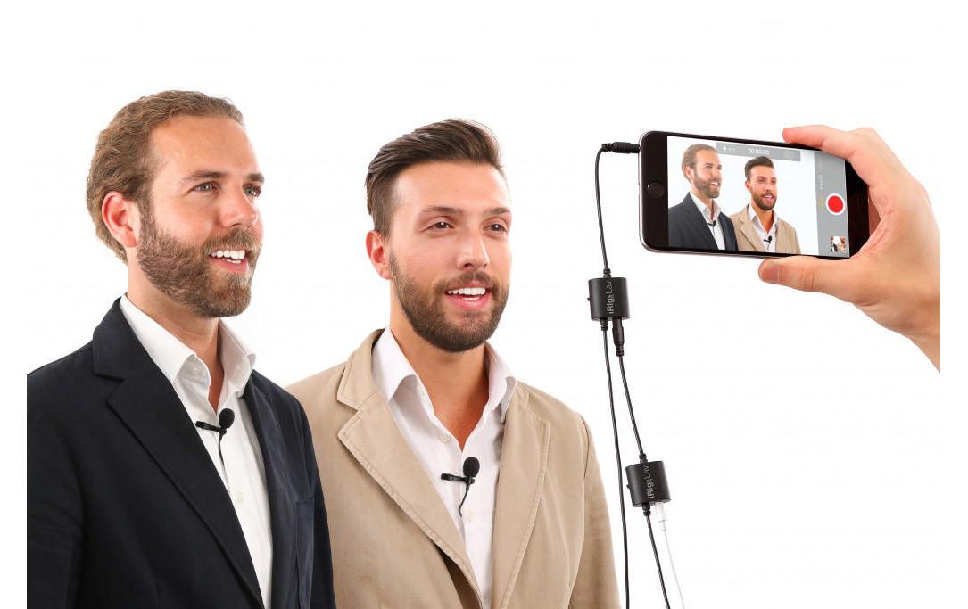 IK Multimedia iRig Mic Lav – Lavalier-/Ansteckmikrofon, 2er-Set, Gesang & Sprache, für iOS & Android, schwarz