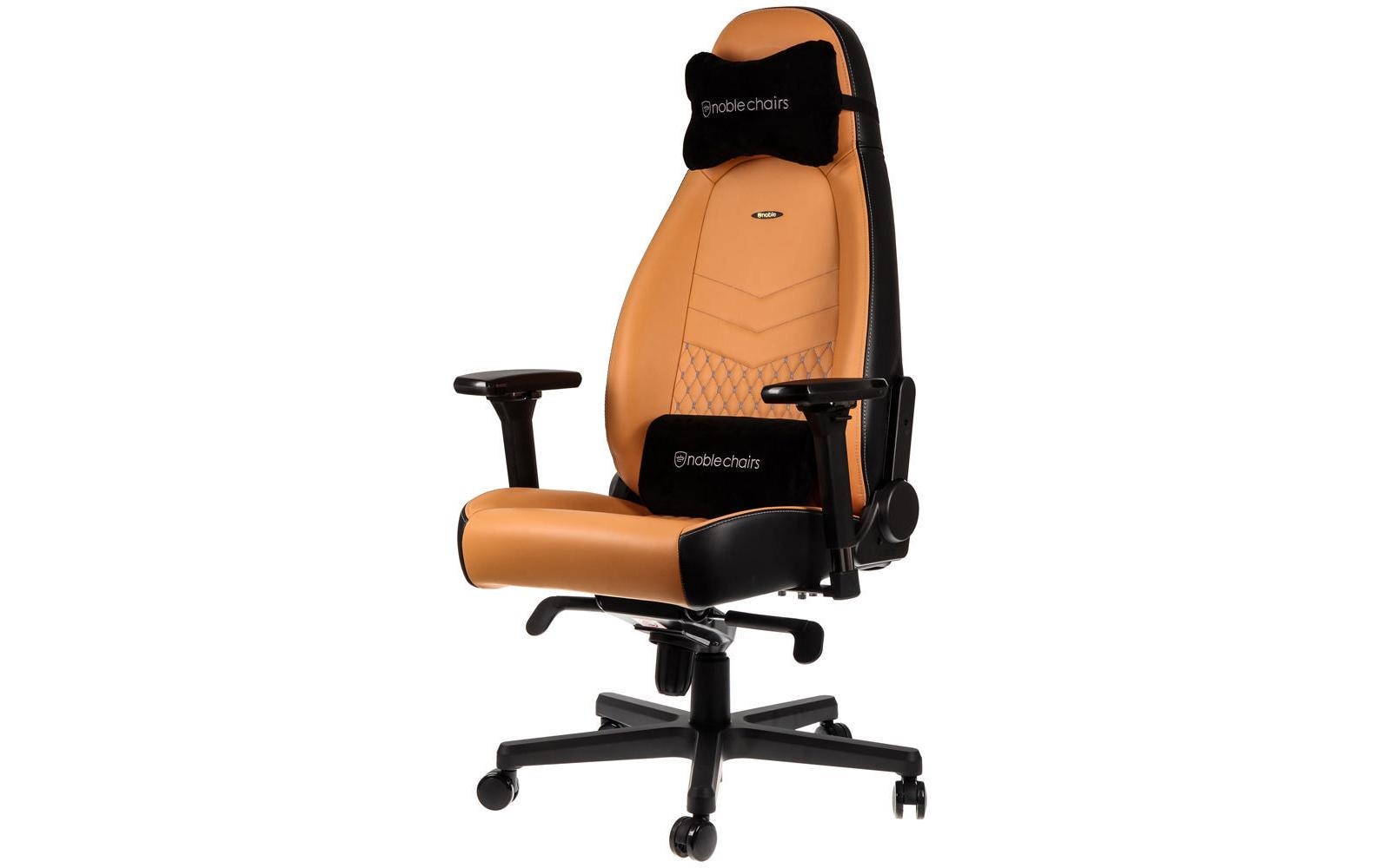 noblechairs Bürostuhl Icon – 52 × 57 × 138 cm, 150 kg, cognac/schwarz