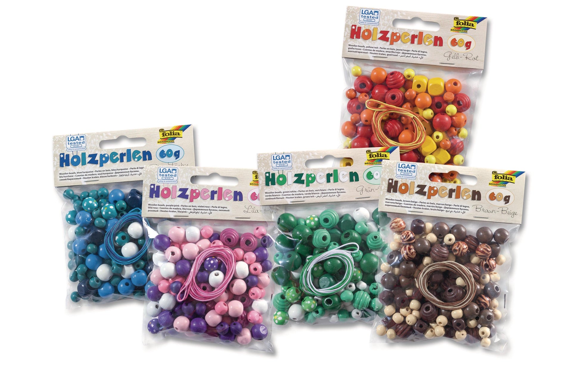 Folia Holzperlen Perlenset – türkis – 60 g – für Kinder