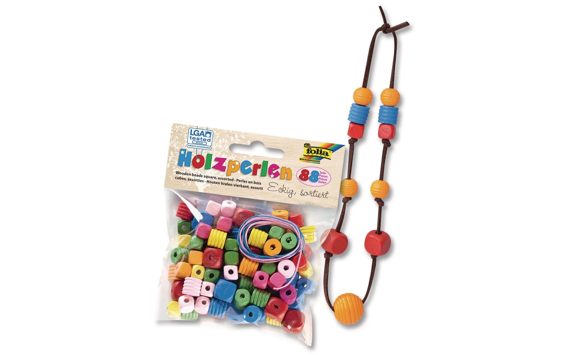 Folia Holzperlen – sortiert – 88 Perlen