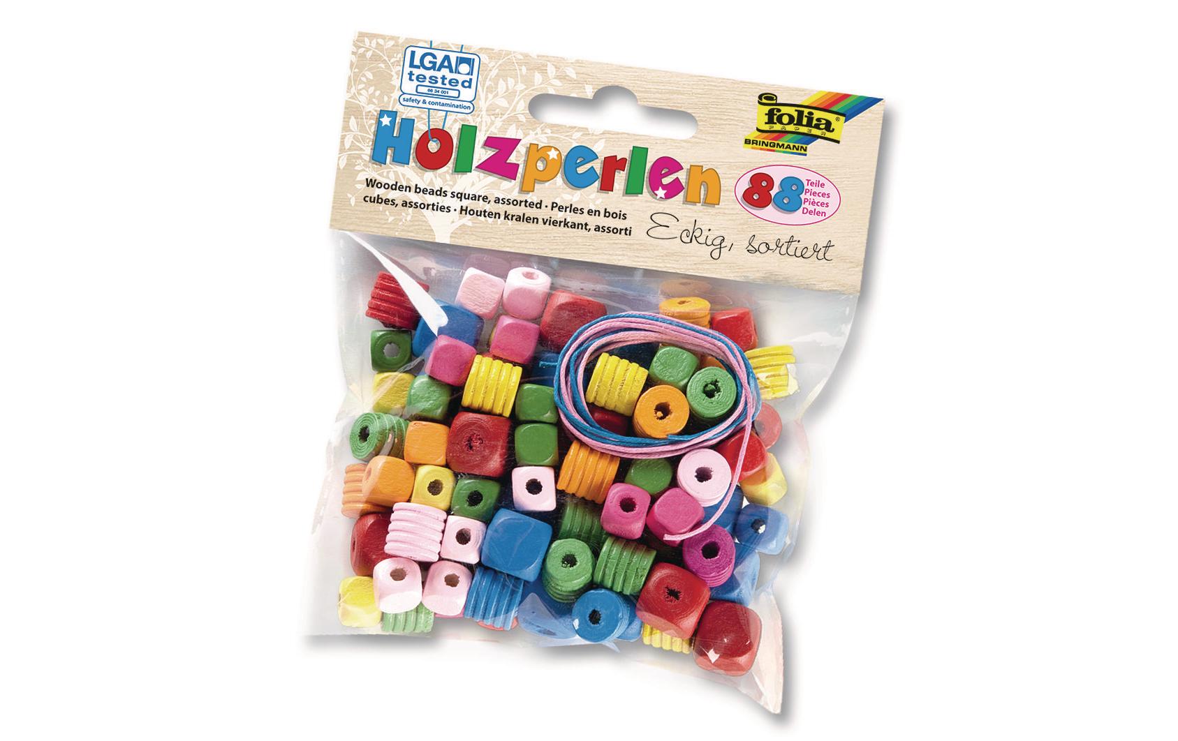 Folia Holzperlen – sortiert – 88 Perlen