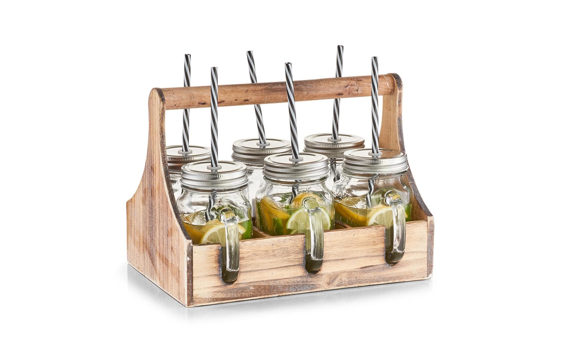 Zeller Present Trinkkrug – 6er Set, 450 ml, Glas, mit Schraubdeckel, in Holzkiste