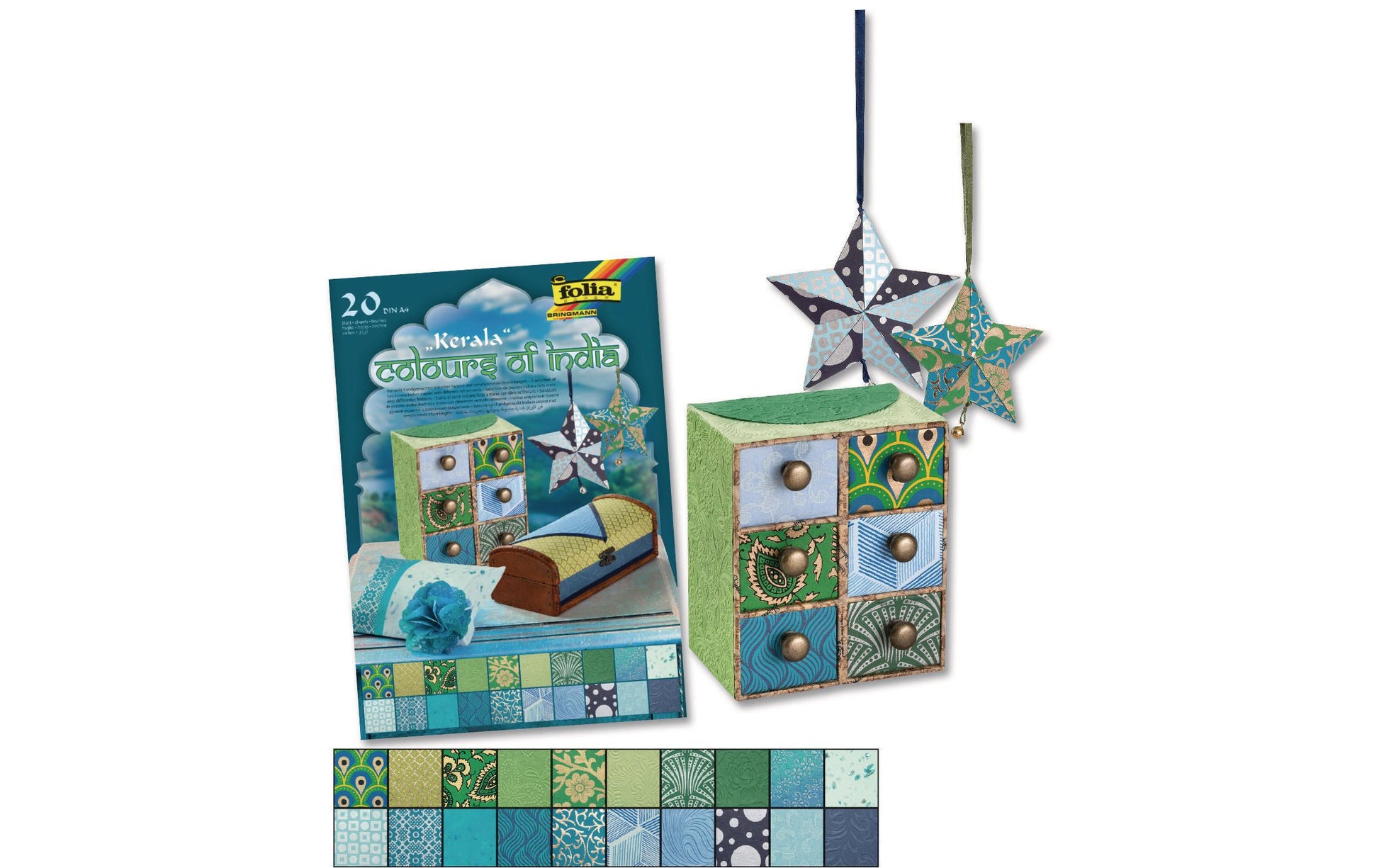 Folia Motivblock Kerala – A4 – 50–175 g/m² – sortiert – 20 Blätter
