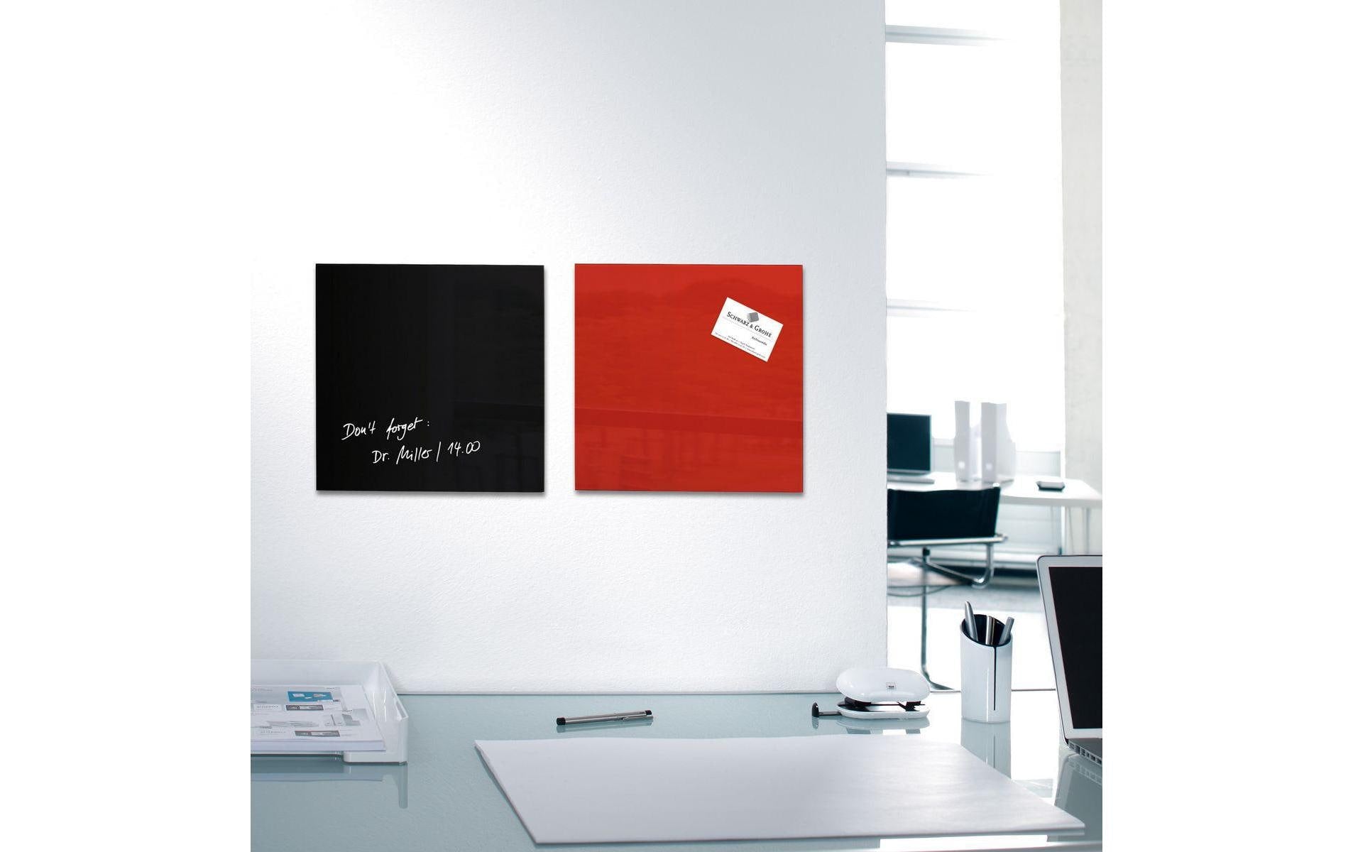 Sigel Whiteboard – 30 × 30 cm, Glas, magnetisch, Wandmontage, inkl. Magnete, Montagesatz