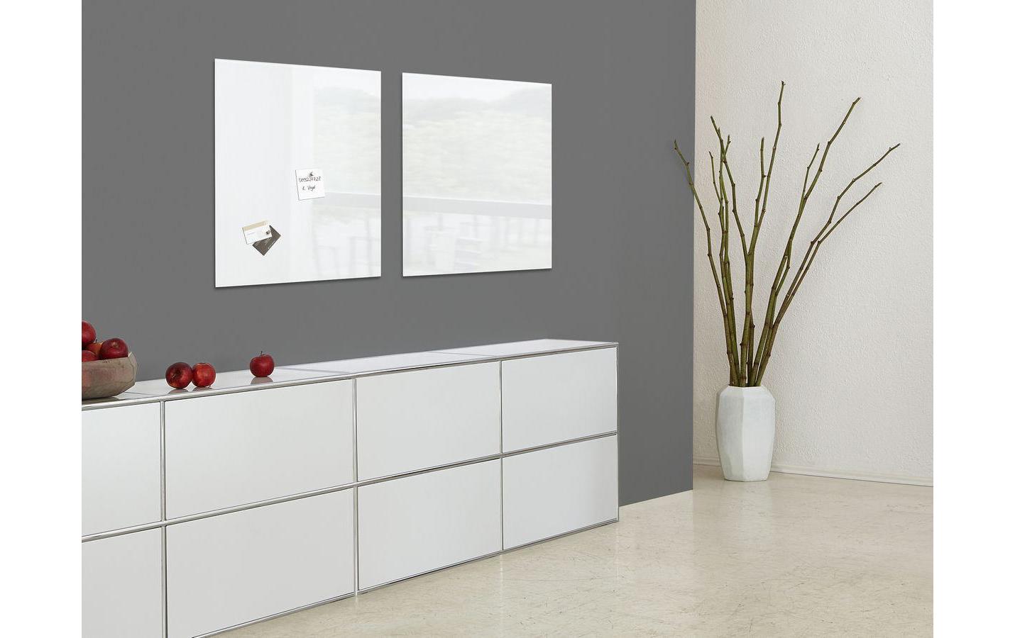 Sigel Whiteboard – 48 × 48 cm, Glas, magnetisch, Wandmontage, inkl. Magnete, Montagesatz