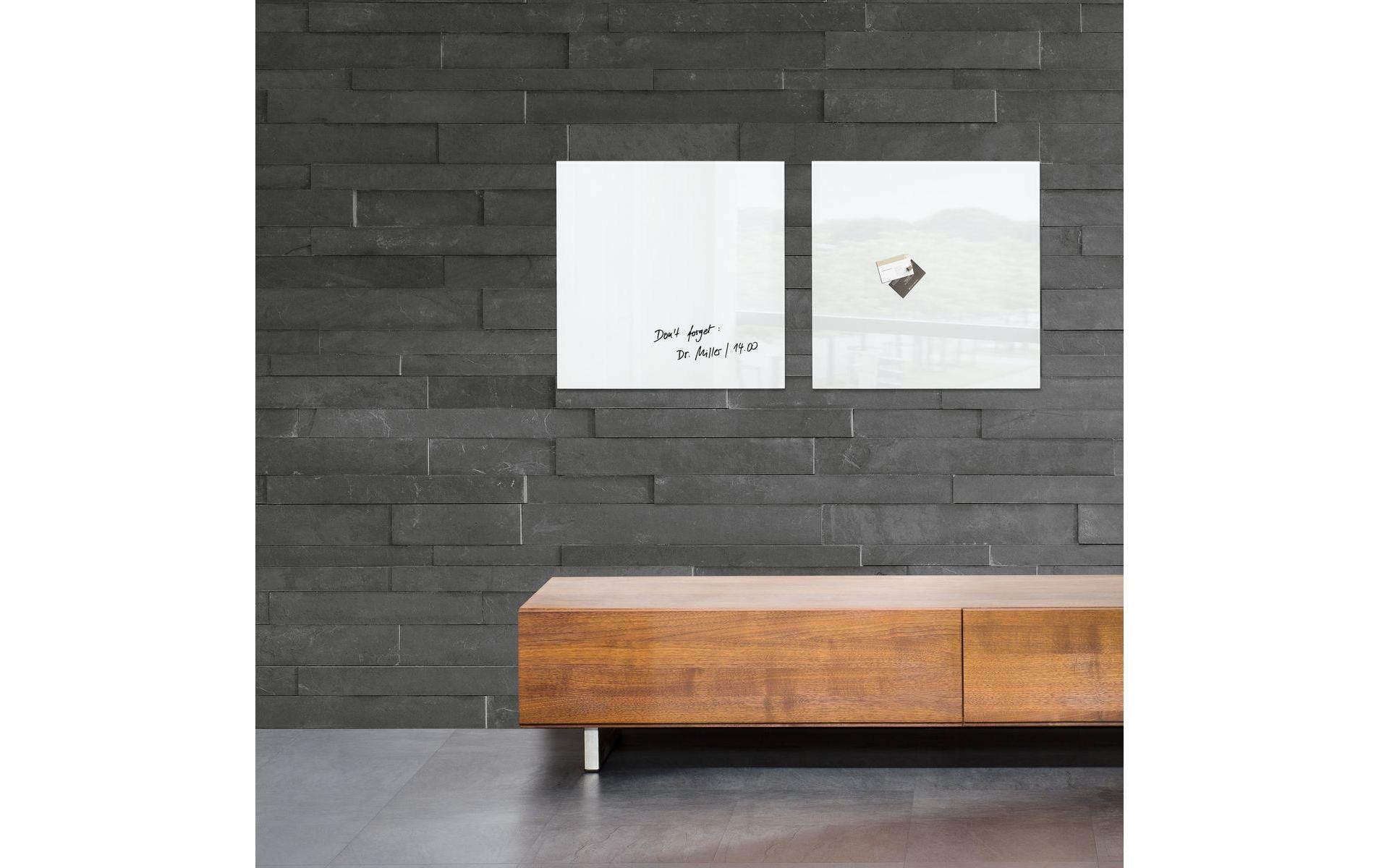 Sigel Whiteboard – 48 × 48 cm, Glas, magnetisch, Wandmontage, inkl. Magnete, Montagesatz