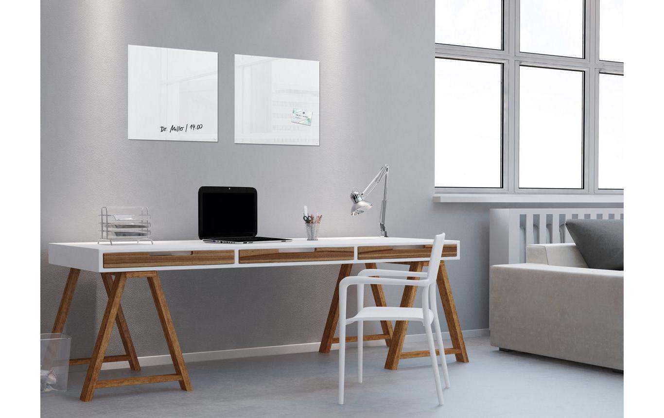 Sigel Whiteboard – 48 × 48 cm, Glas, magnetisch, Wandmontage, inkl. Magnete, Montagesatz