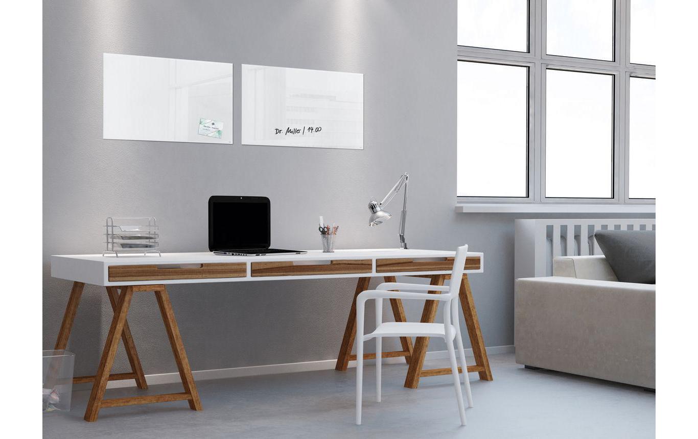 Sigel Whiteboard – 60 × 40 cm, Glas, magnetisch, Wandmontage, inkl. SuperDym-Magnetwürfel, Montagesatz