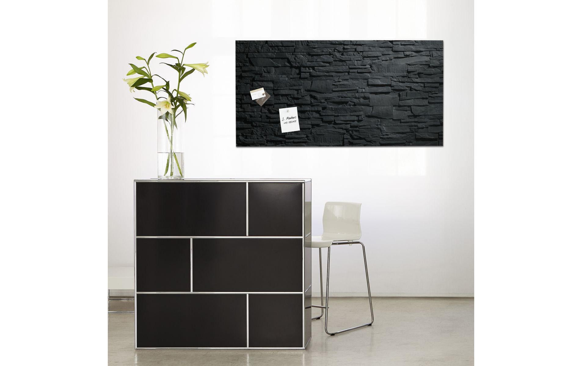 Sigel Whiteboard – 91 × 46 cm, Glas, magnetisch, Wandmontage, inkl. Magnetwürfel, Montagesatz