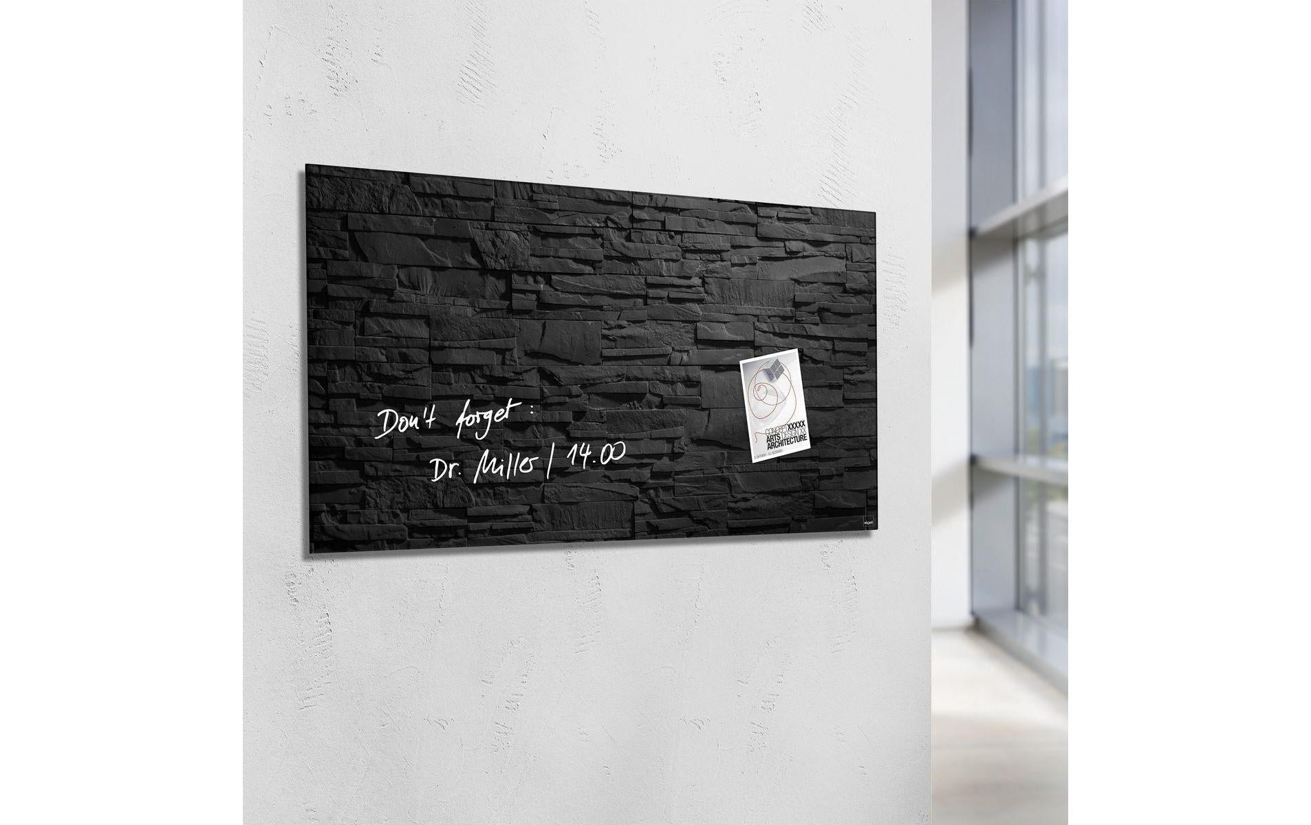 Sigel Whiteboard – 91 × 46 cm, Glas, magnetisch, Wandmontage, inkl. Magnetwürfel, Montagesatz