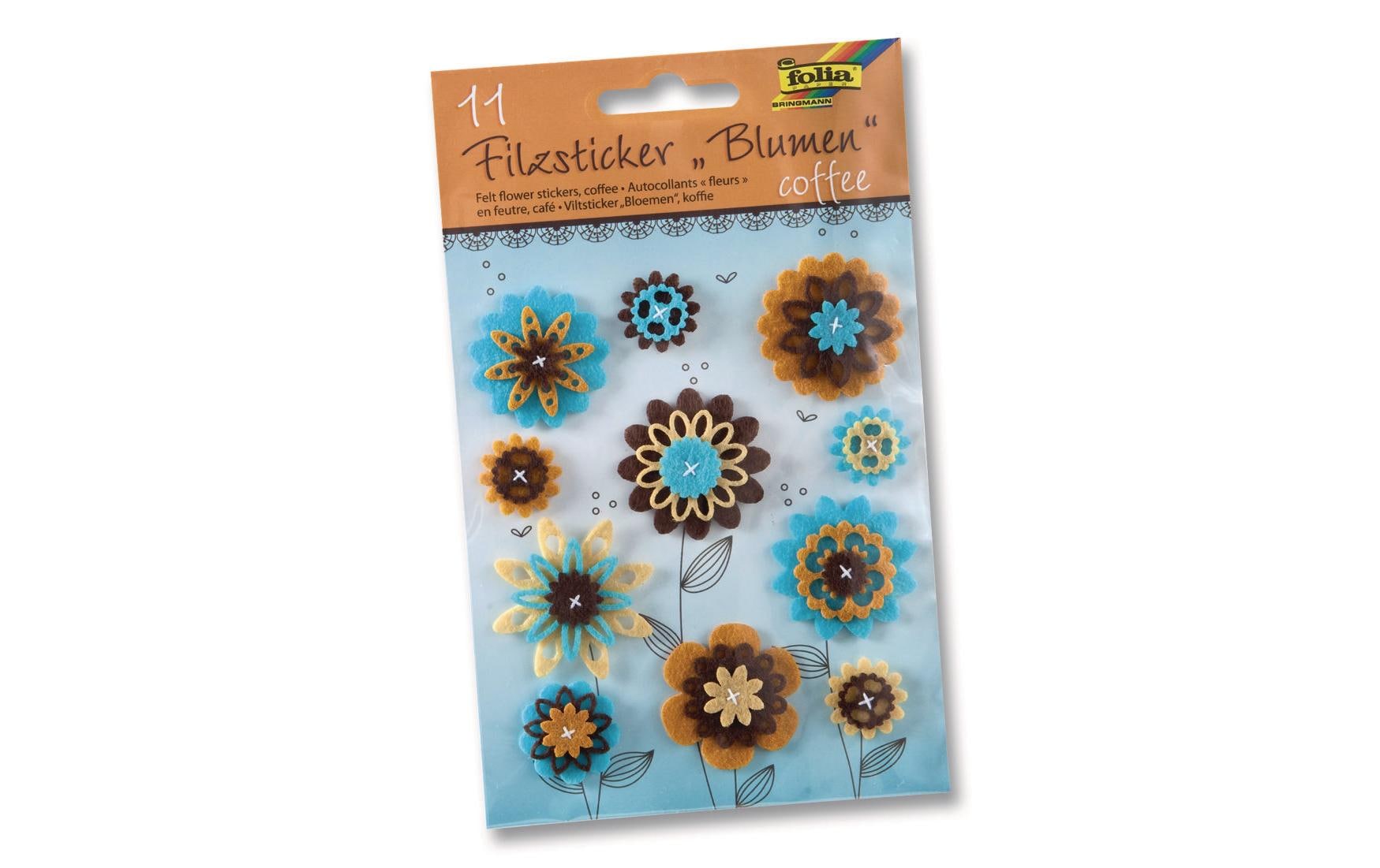 Folia Filzsticker, Blumen, Braun/Orange, 11 Stk