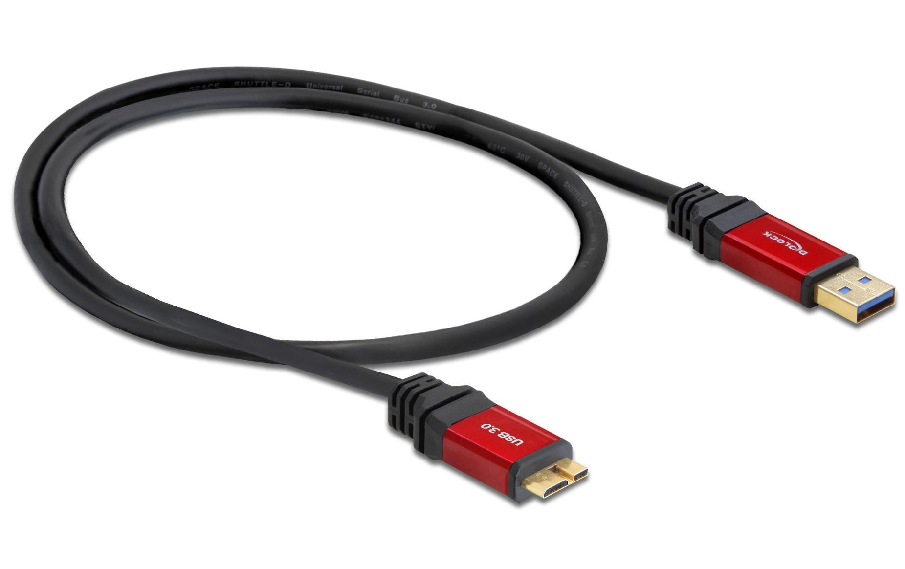 DeLOCK USB-A auf Micro-USB-B Kabel – USB 3.2 Gen 1 (5 Gbit/s) – 1 m – Goldkontakte – Schwarz
