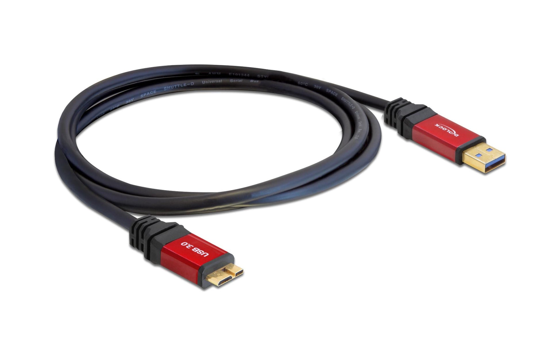 DeLOCK USB-A auf Micro-USB-B Kabel – USB 3.2 Gen 1 (5 Gbit/s) – 2 m – Goldstecker, Schwarz