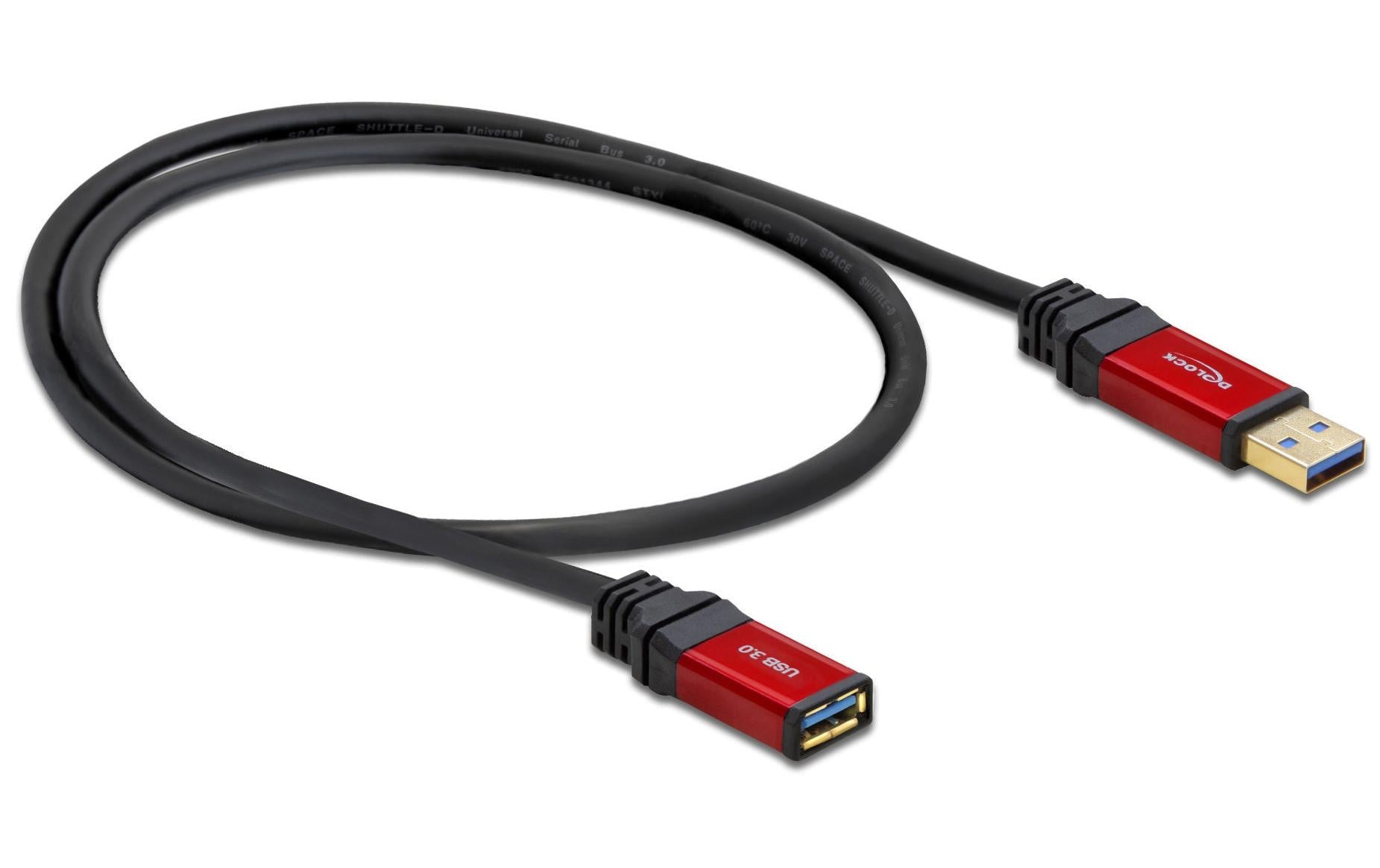 DeLOCK USB-A Verlängerungskabel (Stecker auf Buchse) – USB 3.2 Gen 1 (5 Gbit/s) – 1 m – Schwarz