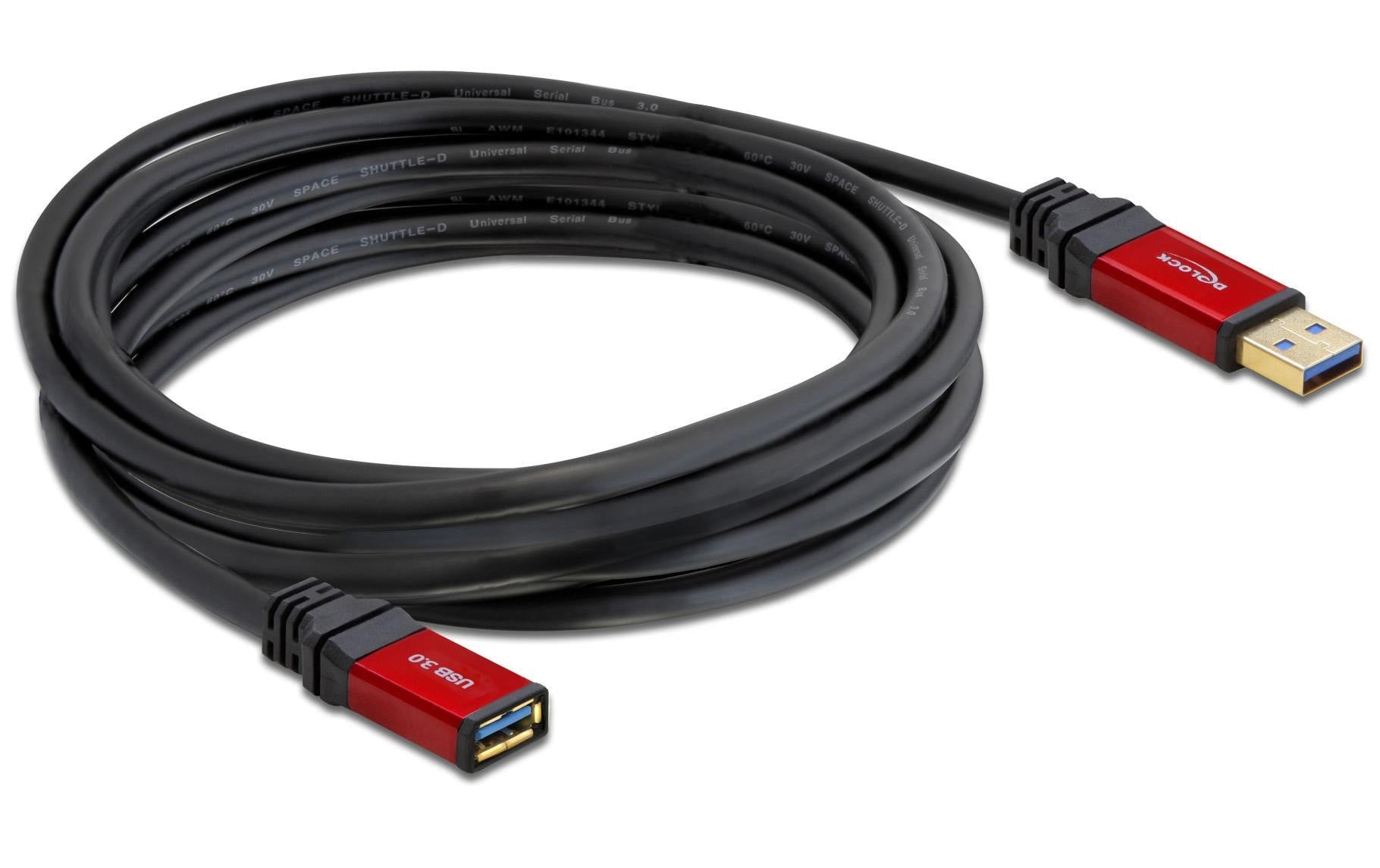 DeLOCK USB-A Verlängerungskabel (Stecker auf Buchse) – USB 3.2 Gen 1 (5 Gbit/s) – 5 m – Goldstecker