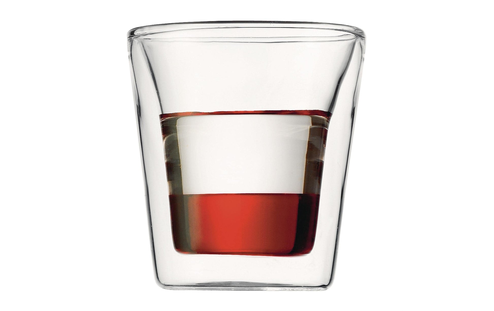 Bodum Thermobecher CANTEEN – 2er Set, 100 ml, Ø 7,6 cm, H 7,3 cm, Borosilikatglas, Transparent, doppelwandig