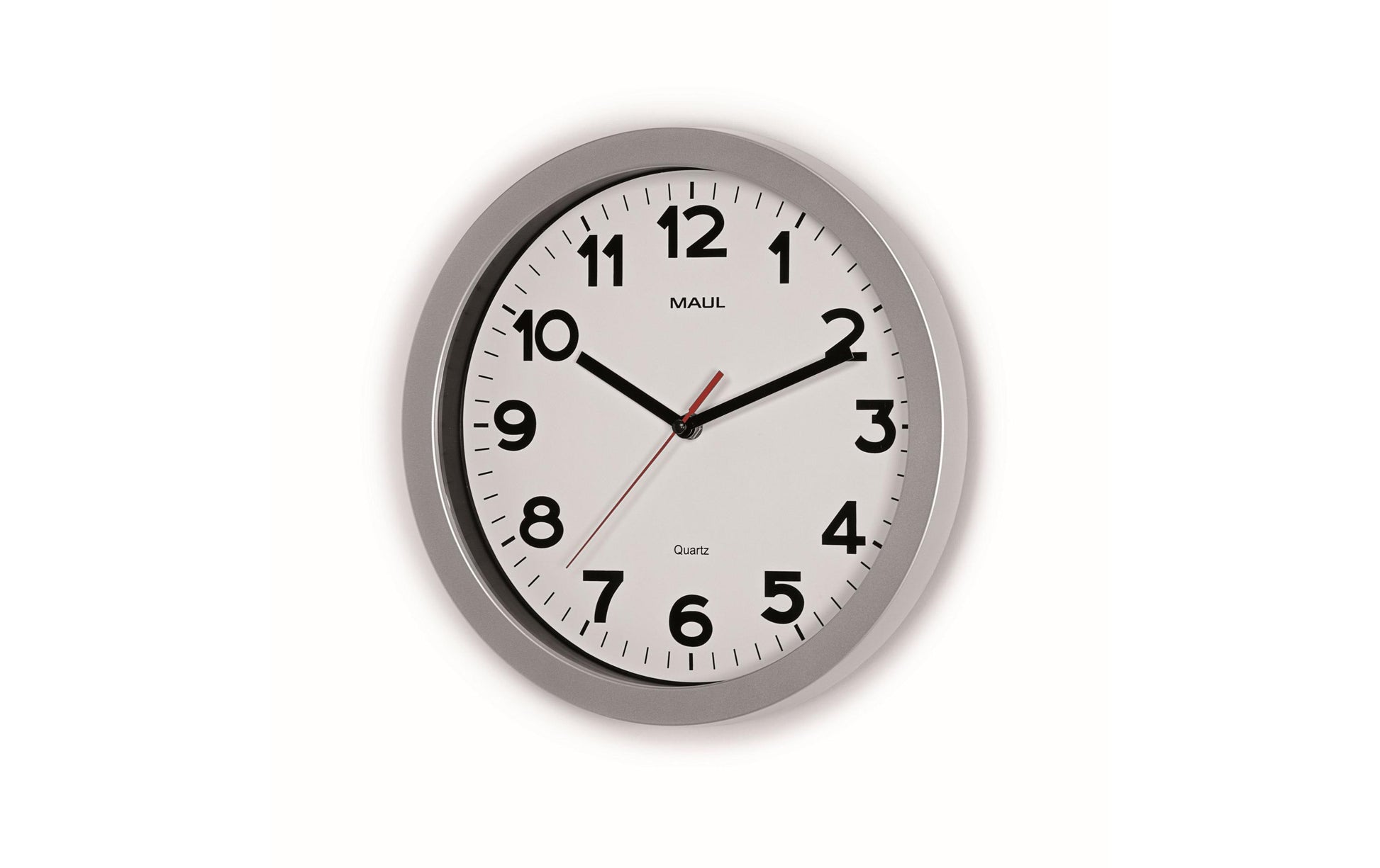 MAUL Wanduhr step – Ø 30 cm, silber, Kunststoff