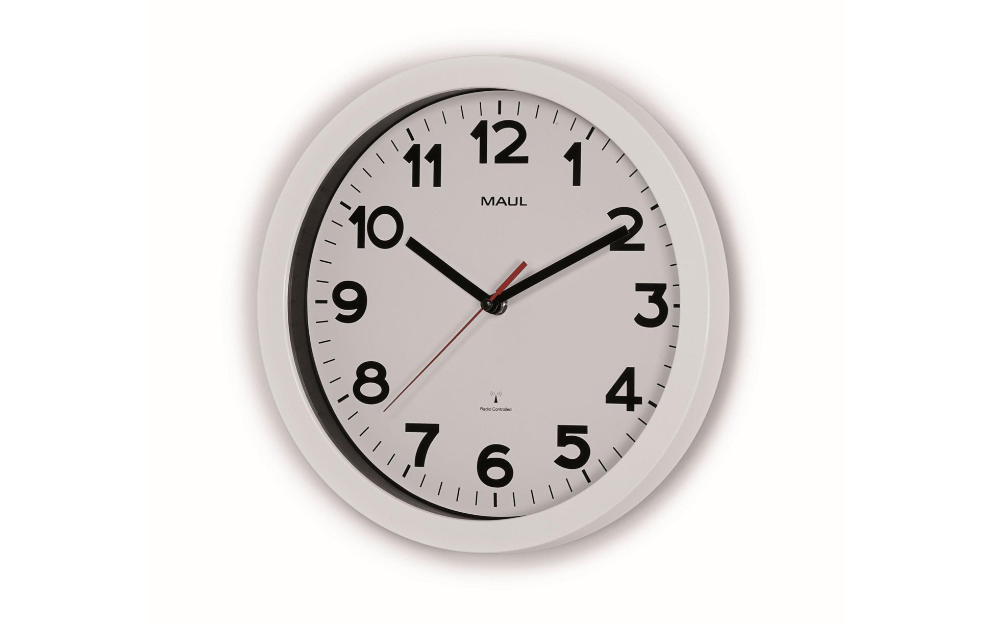 MAUL Step Funk Wanduhr – Ø 30 cm, weiss, Kunststoff