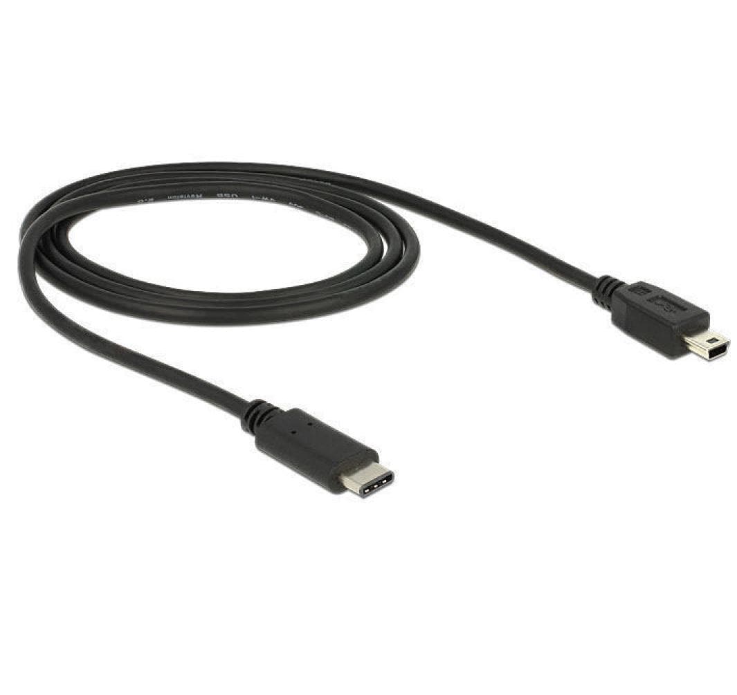 DeLOCK USB-C auf Mini-USB-B Kabel – USB 2.0 (480 Mbit/s) – 1 m – Schwarz – für Mini-USB-B Geräte