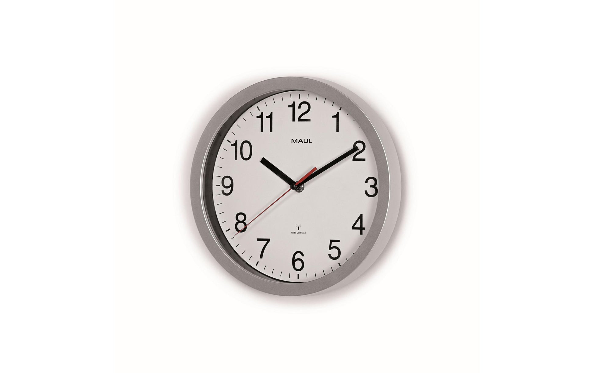 MAUL Wanduhr Run – Funk – Ø 25,2 cm, silber, Kunststoff