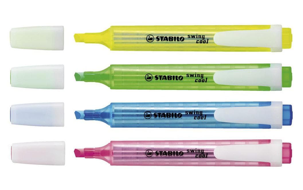 STABILO Swing Cool Textmarker Set 4 Farben – Keilspitze, 1–4 mm