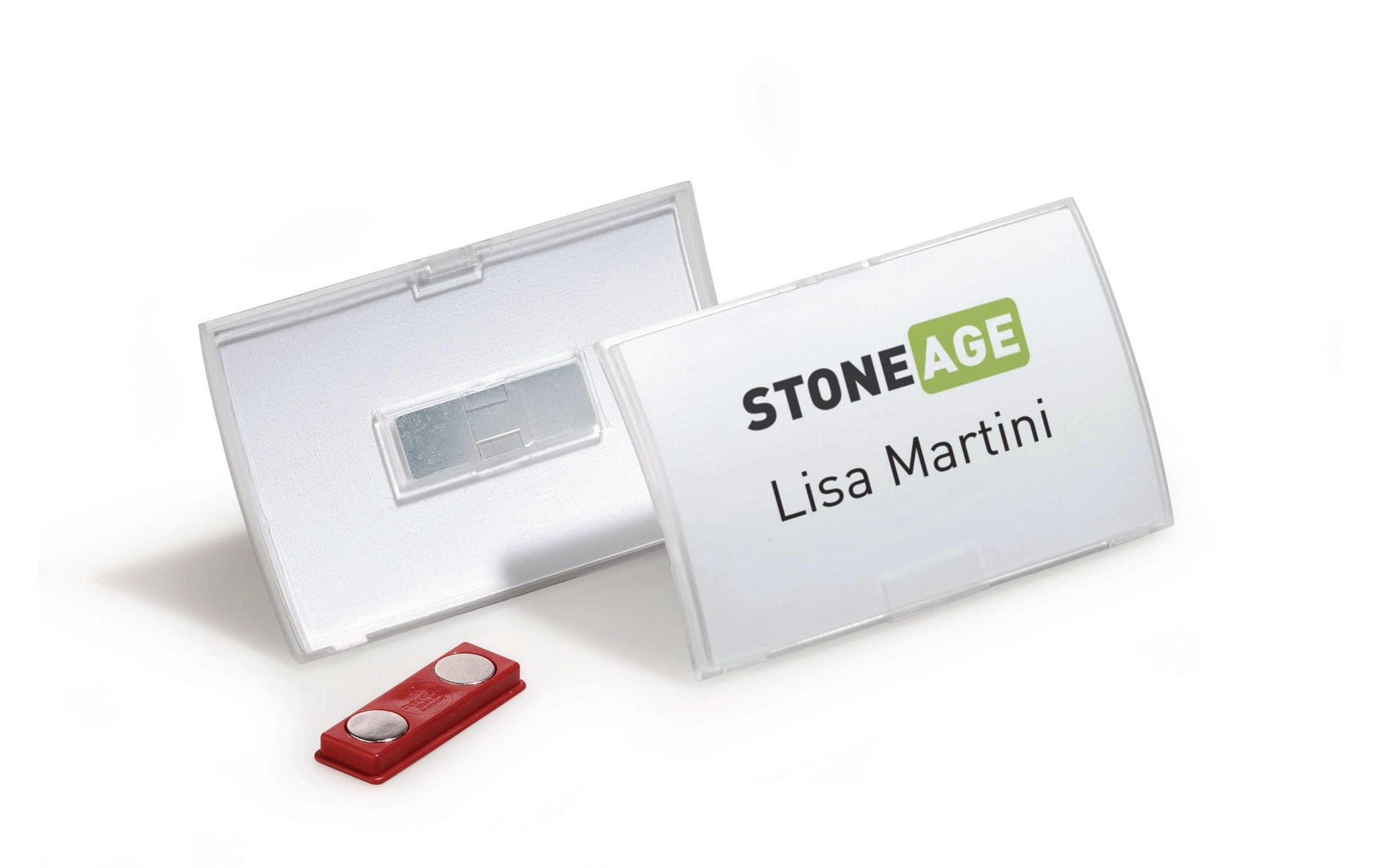 Durable Namensschild – 75 × 40 mm, Kunststoff, transparent, mit Magnet – 10 Stück